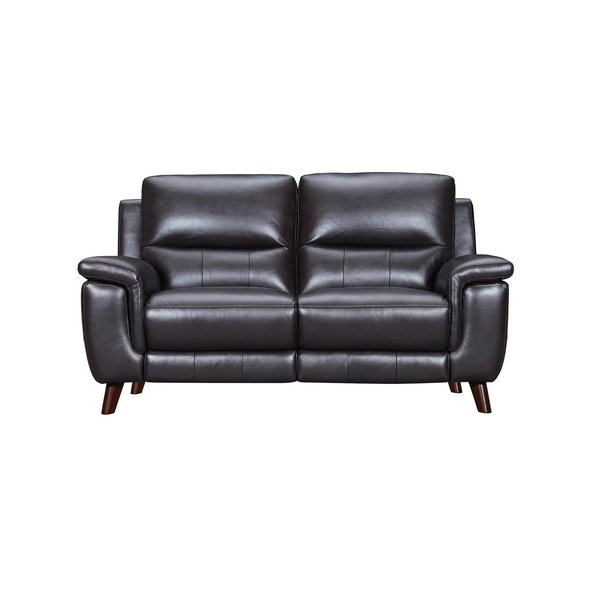 Brown Leather Power Recliner Loveseat with USB J8452
