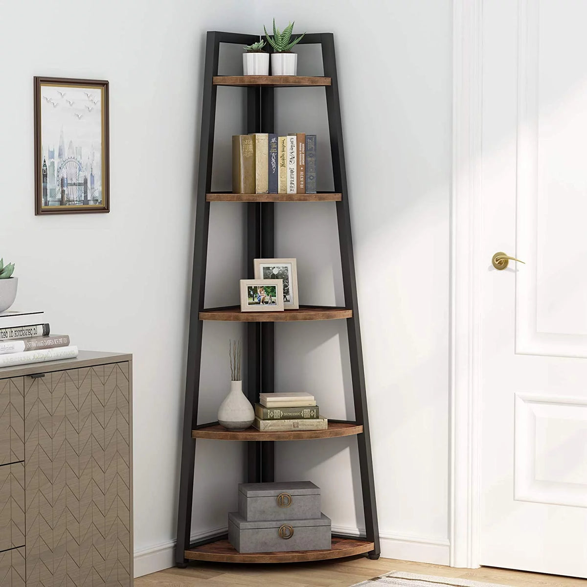 70 inch 5 Tier Corner Bookshelf F50030