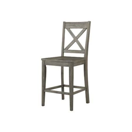Solid Wood Counter Stool (Set of 2) Distressed Gray V440434