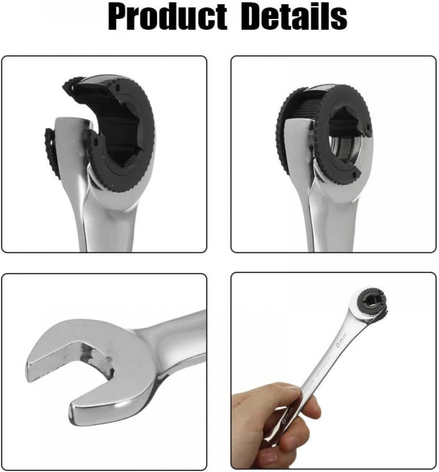 Flexible Head Ratchet Wrench 8-14mm Steel Pack of 2 G3502