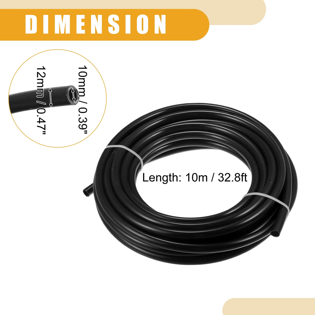32.8ft 10mm ID Black Nylon Fuel Line Hose O51378