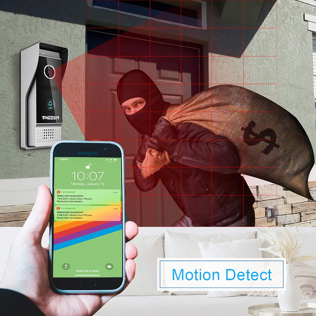 Wireless WIFI Video Door Phone IP Doorbell Intercom System with Camera 7 Inch 1x1080P Wired Camera Night Vision H308