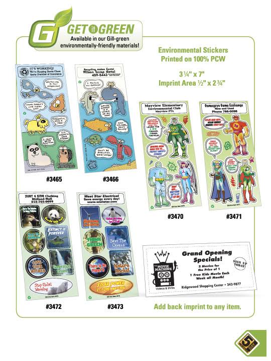 Recycled Environmental Sticker Sheets Y987869