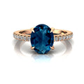 Solid Gold Halo London Blue Topaz Diamond Ring P7519