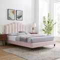 King Performance Velvet Platform Bed in Pink M263