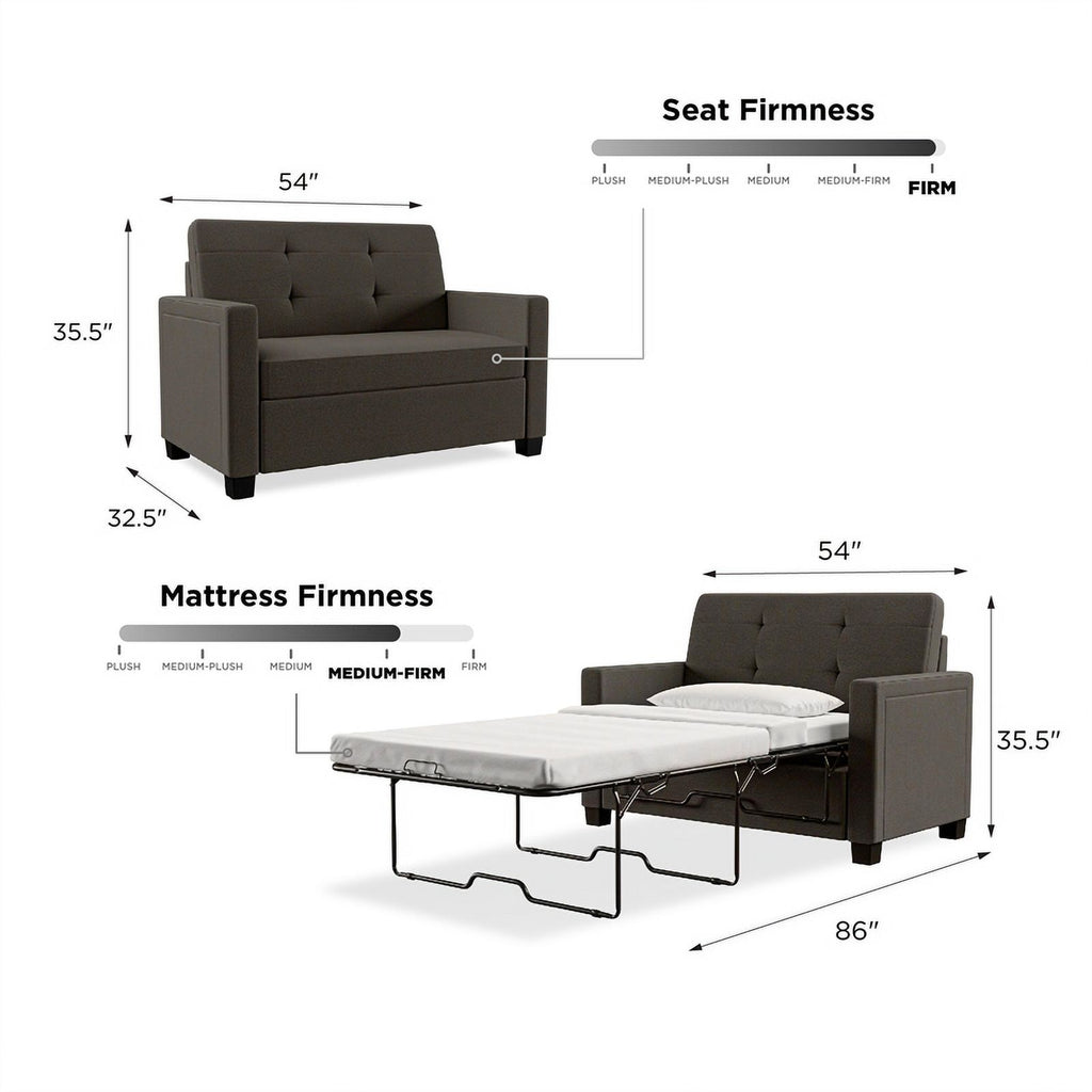 Gray Linen Loveseat Sleeper Sofa A332