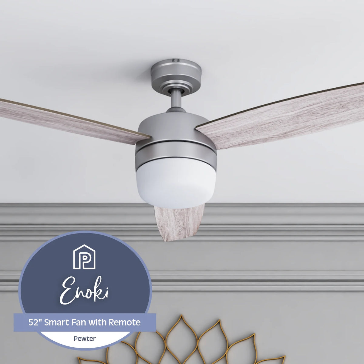 52" Pewter Indoor Ceiling Fan with Light A61779