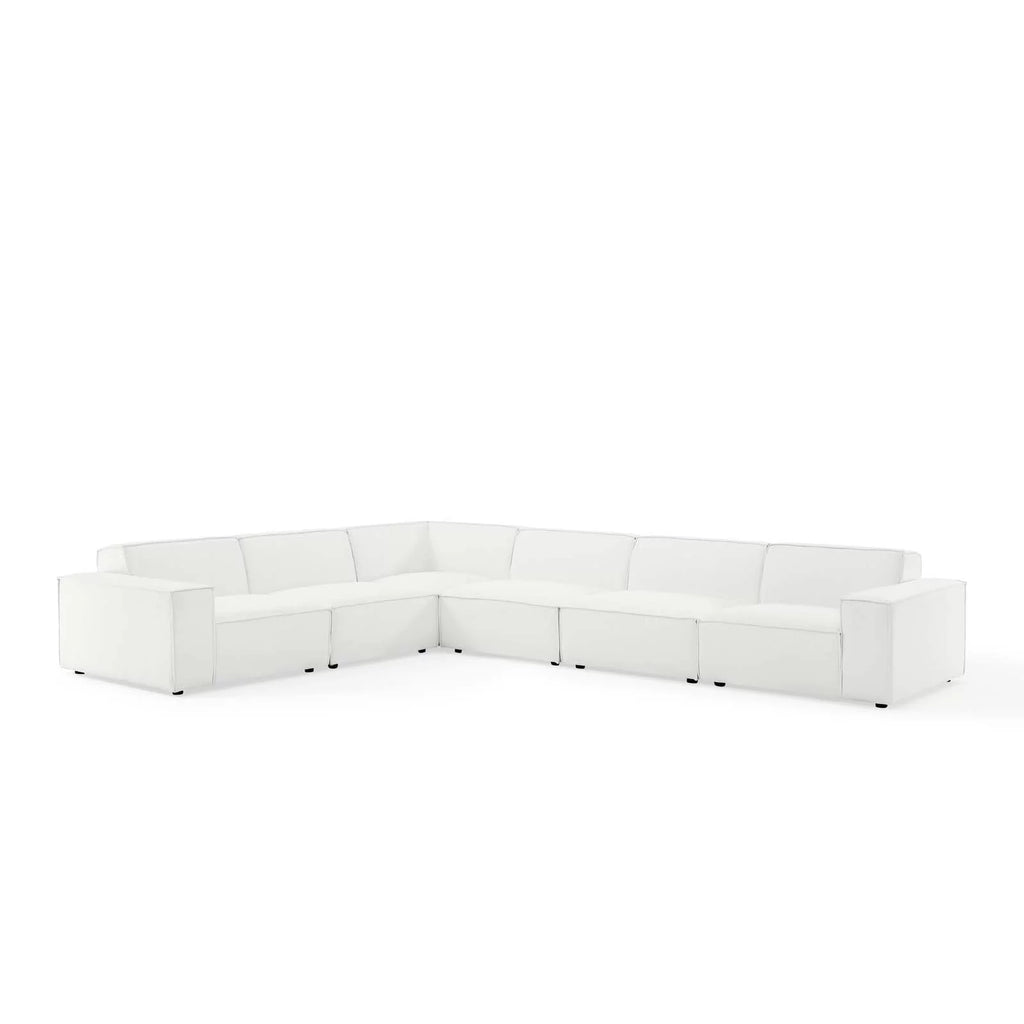 White 6-Piece Fabric Sectional Sofa Z721