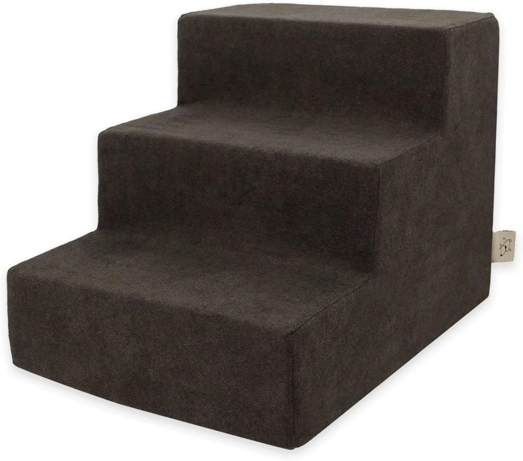 Dark Gray Linen 3-Step Pet Steps and Stairs T534421