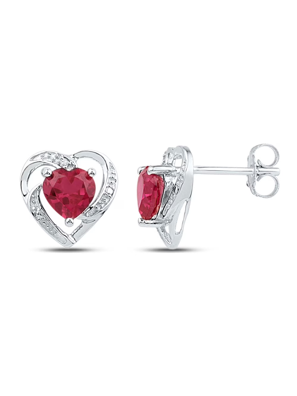 10kt White Gold Heart Earrings I495030