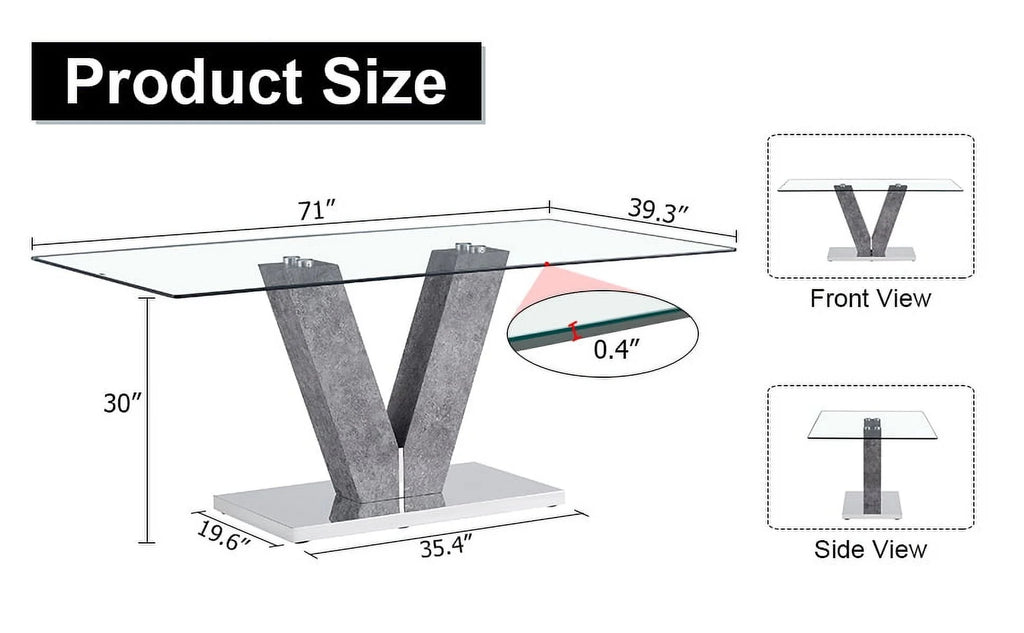 Modern Minimalist Rectangular Glass Dining Table for 6-8 H4512
