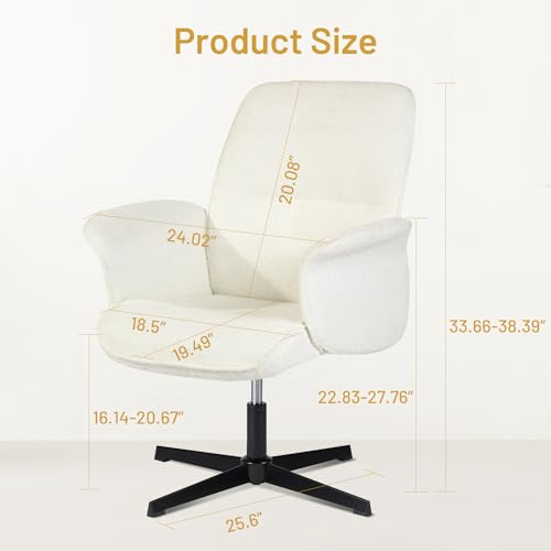 Beige Linen Fabric Upholstered Ergonomic Swivel Desk Chair T557