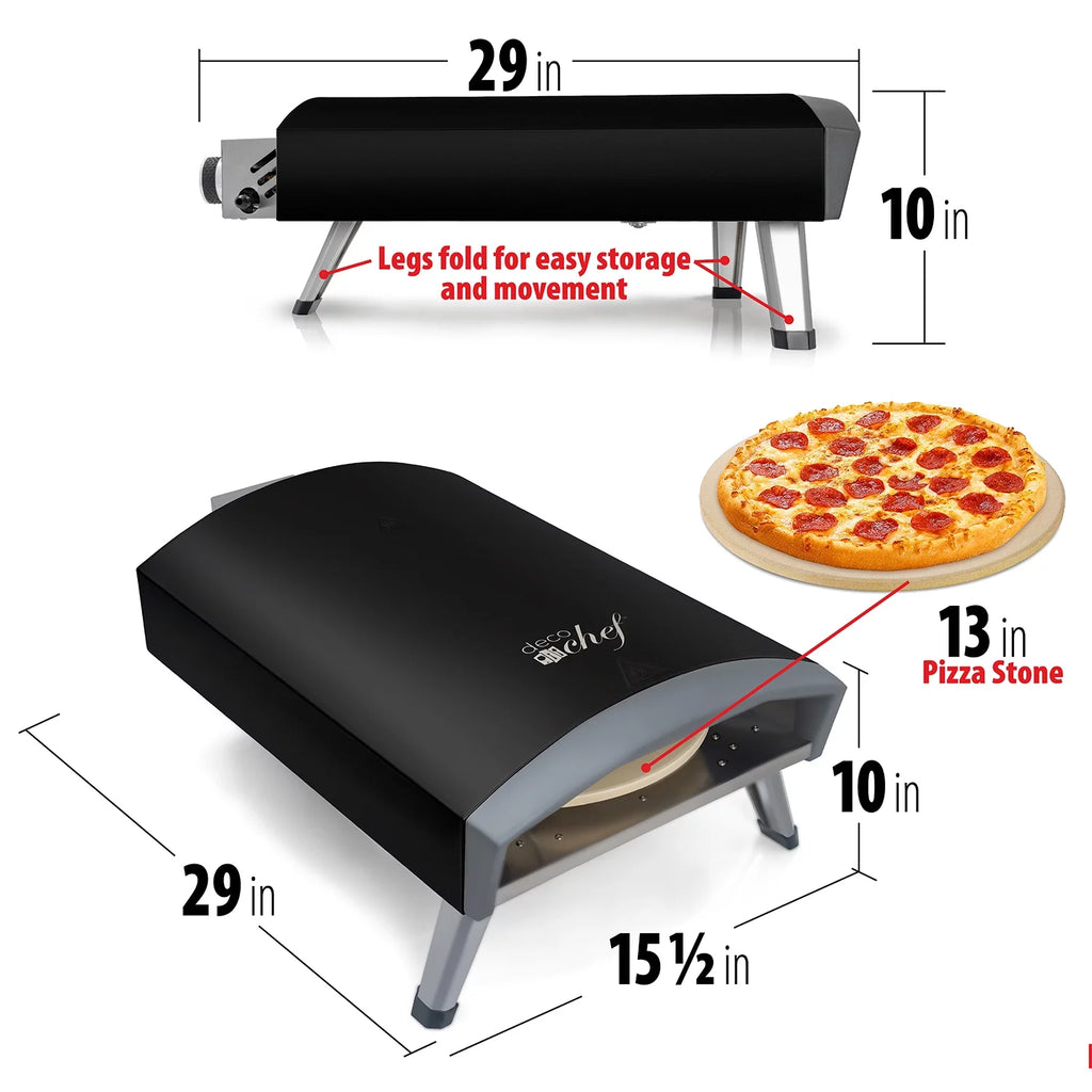 Black Portable Gas Pizza Oven U881049