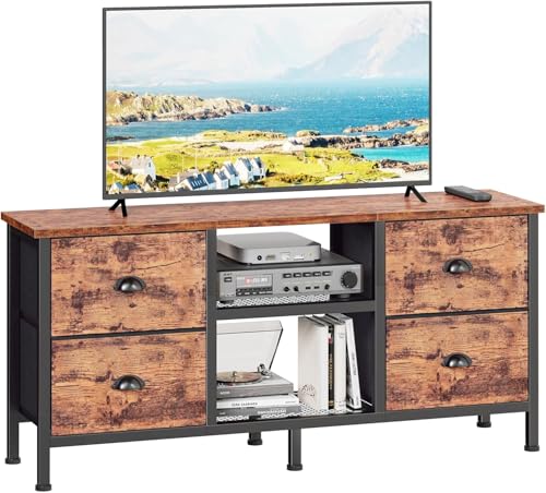 White TV Stand Dresser with 4 Drawers A23545
