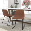Light Brown Faux Leather Dining Chair Set of 2 P4424