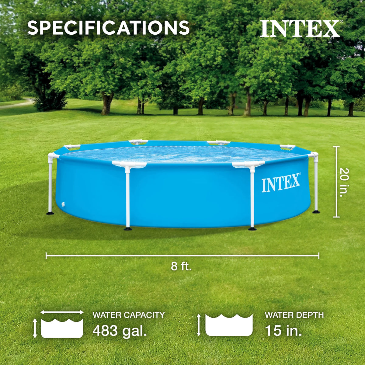 8' X 20 Steel Frame Swimming Pool Y300094