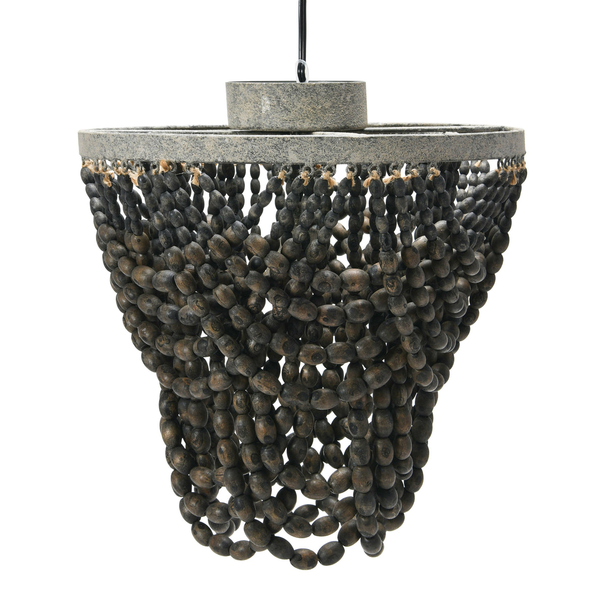 2-Tier Wood Bead Semi-Flush Mount Ceiling Light F122