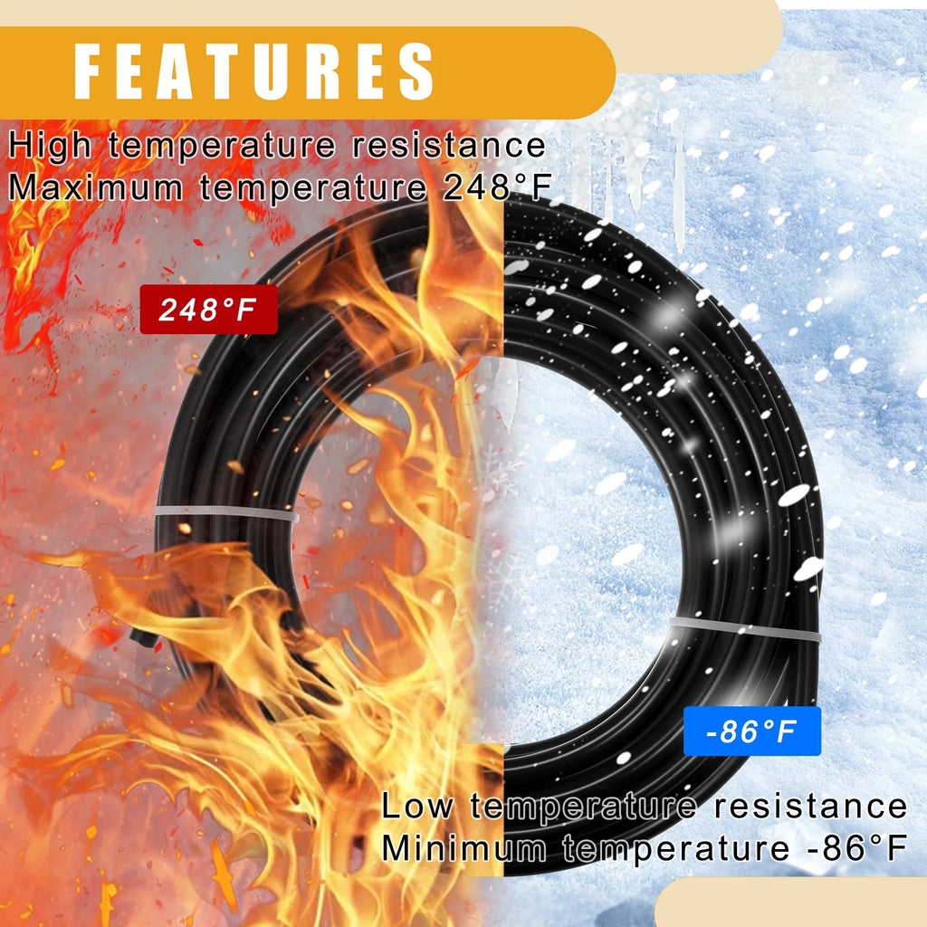32.8ft 10mm ID Black Nylon Fuel Line Hose O51378