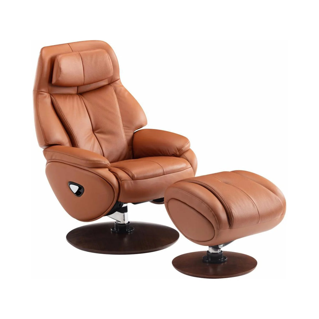 Leather Pedestal Recliner with Ottoman E4611