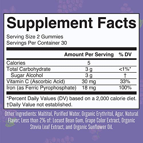 Sugar Free Iron Gummies with Vitamin C, 60 Count K874514