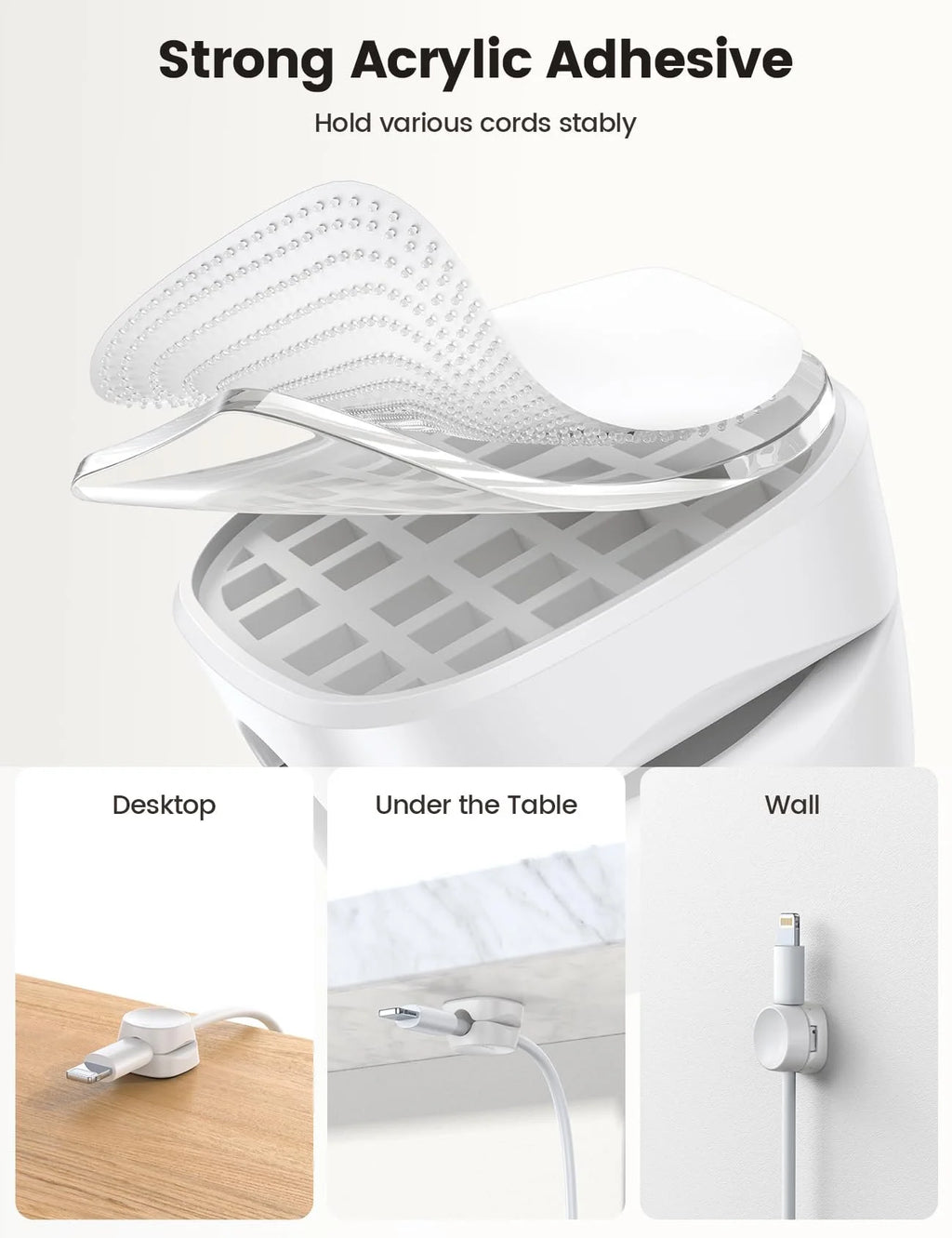 White Adhesive Round Cable Clip J8786