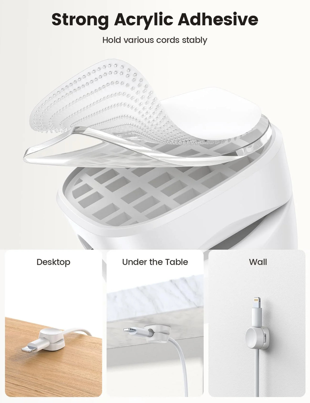 White Adhesive Round Cable Clip J8786