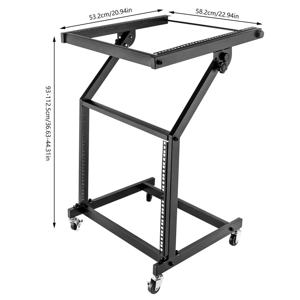 9U Rolling Rack Mount Mixer Case Stand Studio Equipment Cart Black G832387