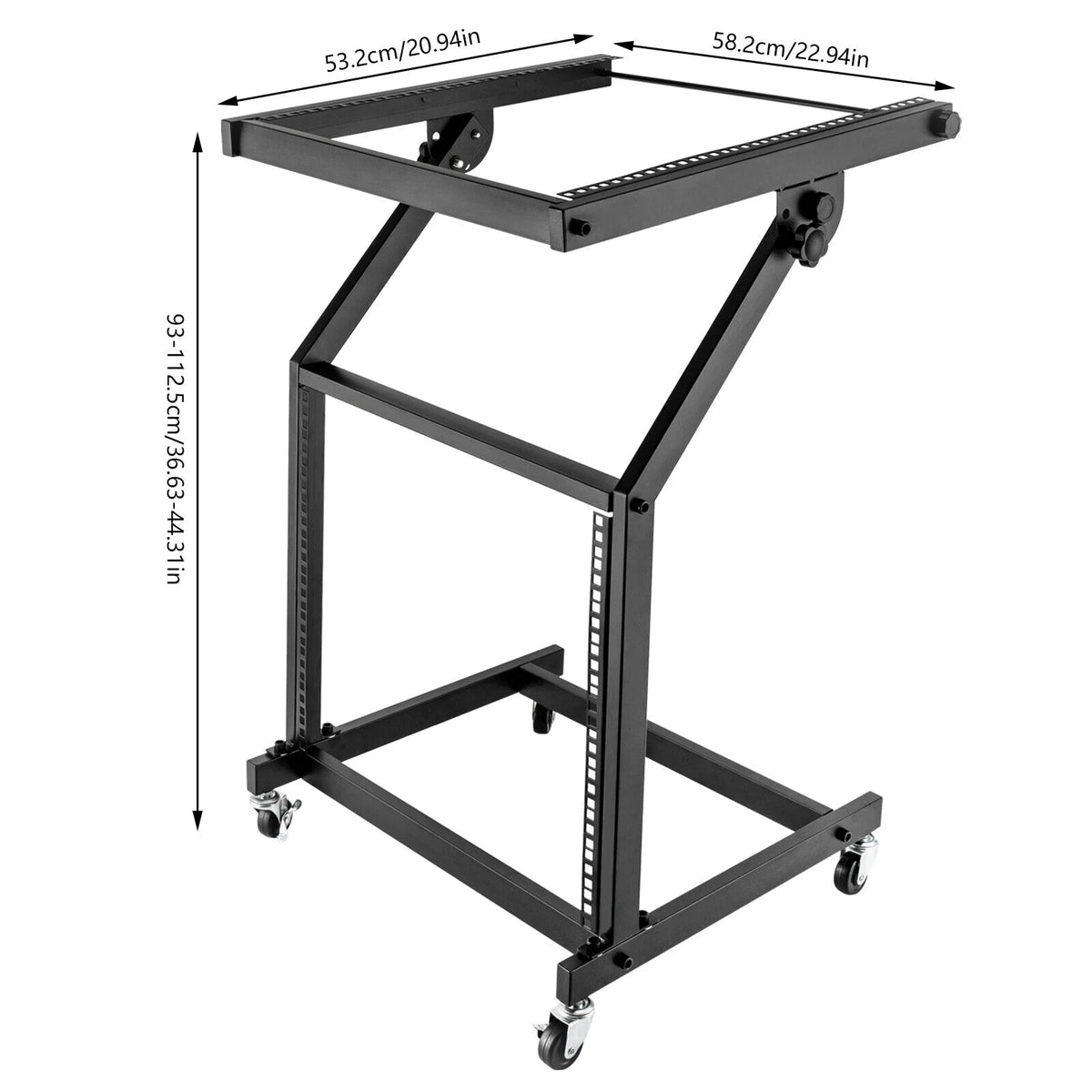 9U Rolling Rack Mount Mixer Case Stand Studio Equipment Cart Black G832387