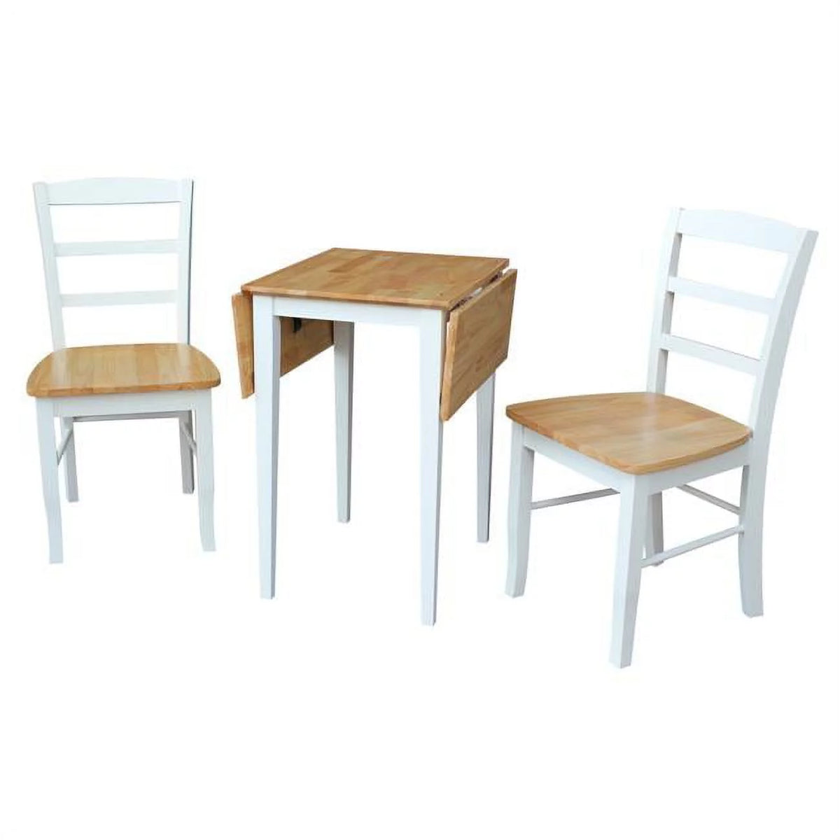White 3 Piece Drop Leaf Table with 2 Ladderback Chairs V898