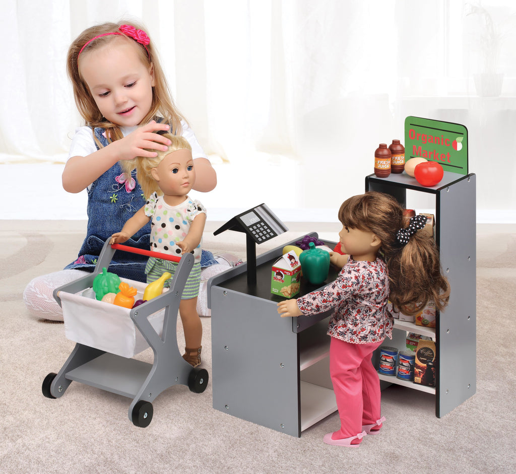 Doll Playset with Shopping Cart and Pretend Food E7030