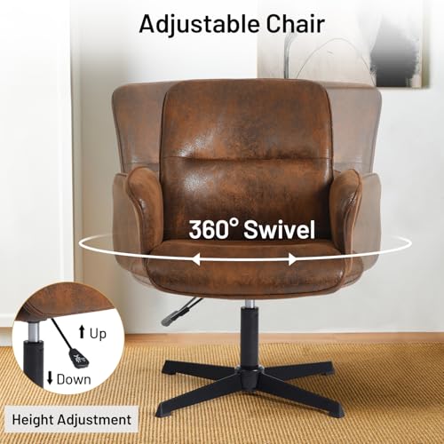 Beige Linen Fabric Upholstered Ergonomic Swivel Desk Chair T557