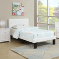 White Faux Leather Upholstered Twin Size Bed with Tufted Headboard W791