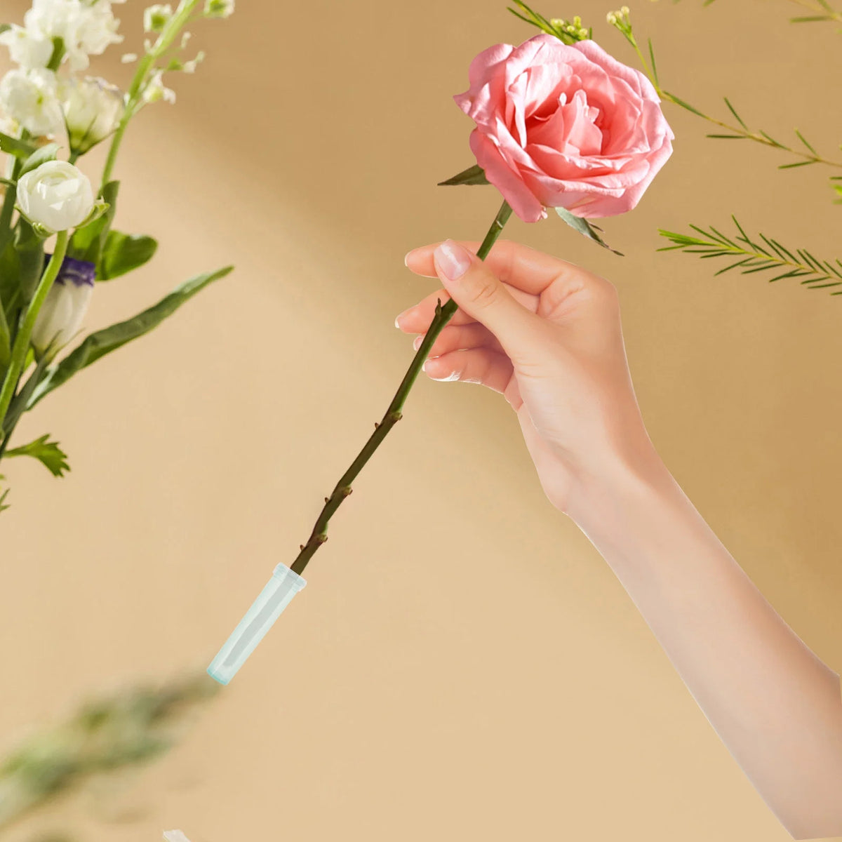 100 Pcs Light Green Plastic Water Tubes for Flowers B58008