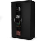 Solid Black 2-Door Storage Cabinet with Adjustable Shelves N834