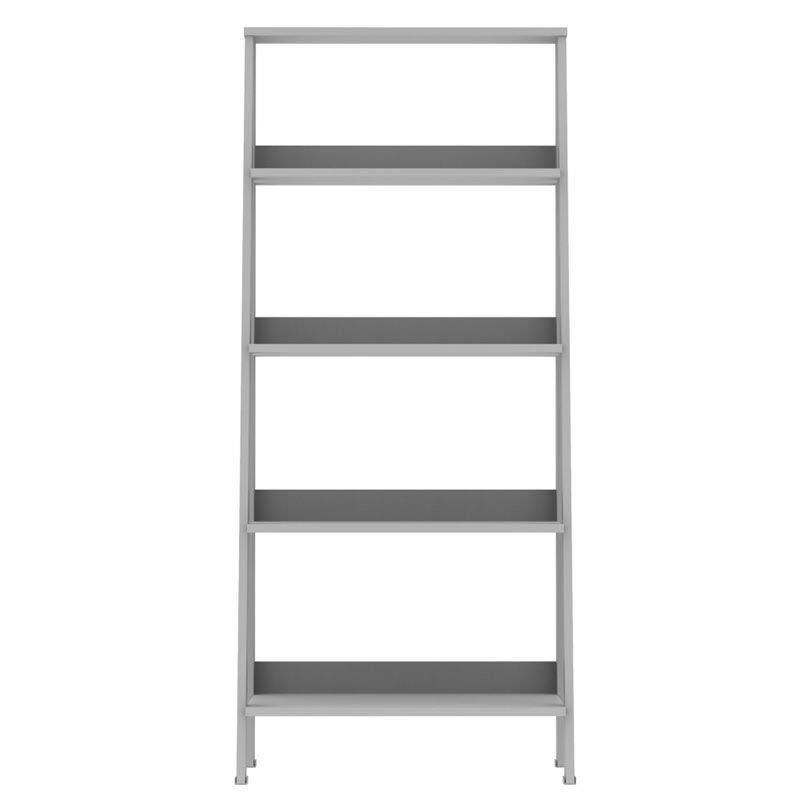 Gray 4-Shelf Wood Ladder Bookcase R673307