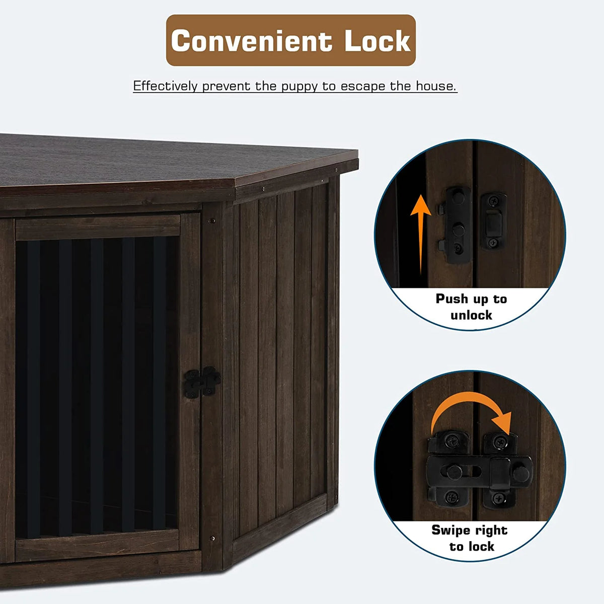 Brown Medium Wooden Dog Crate End Table D1544