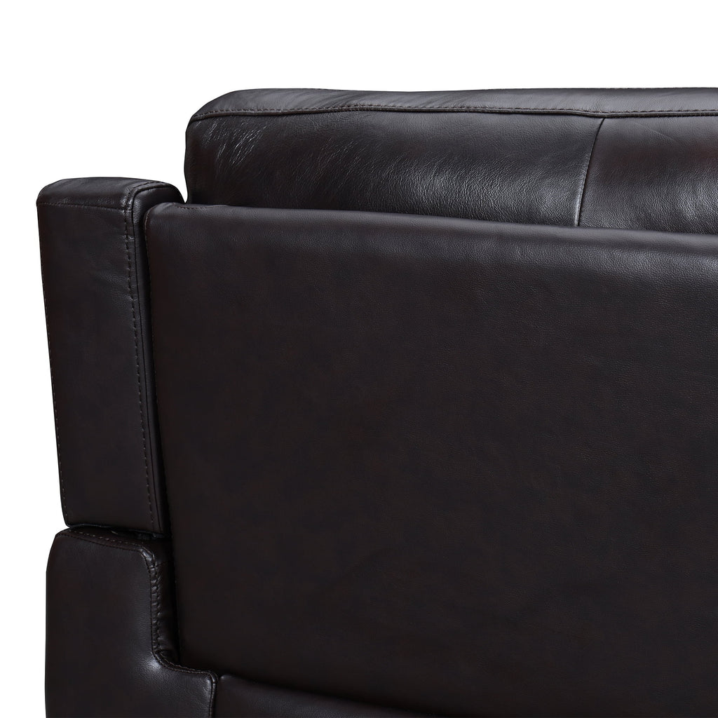 Brown Leather Power Recliner Loveseat with USB J8452