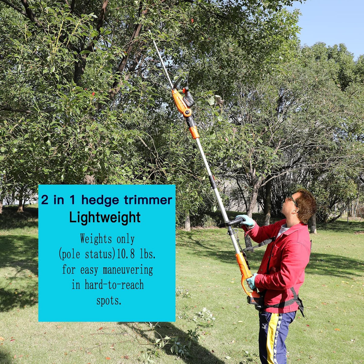 Cordless Telescopic Electric Hedge Trimmer with 20V 4.0Ah Battery and Charger F460976