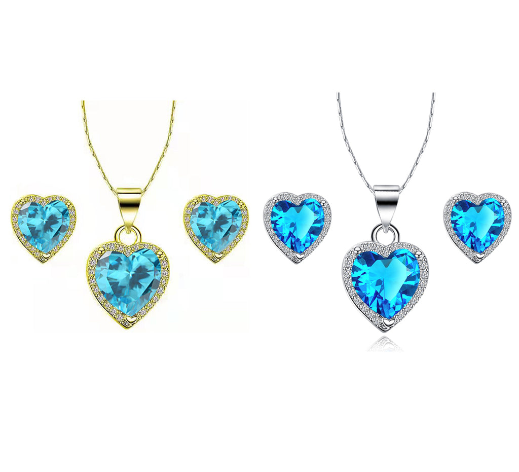 3Ct Blue Topaz Full Necklace Set 18 inch F4415