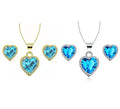 3Ct Blue Topaz Full Necklace Set 18 inch F4415