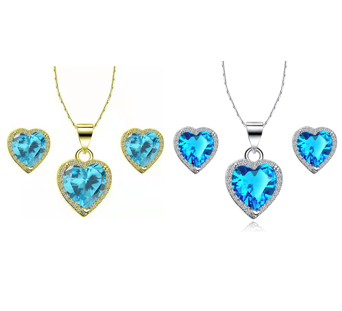 3Ct Blue Topaz Full Necklace Set 18 inch F4415