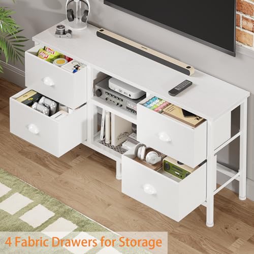 White TV Stand Dresser with 4 Drawers A23545