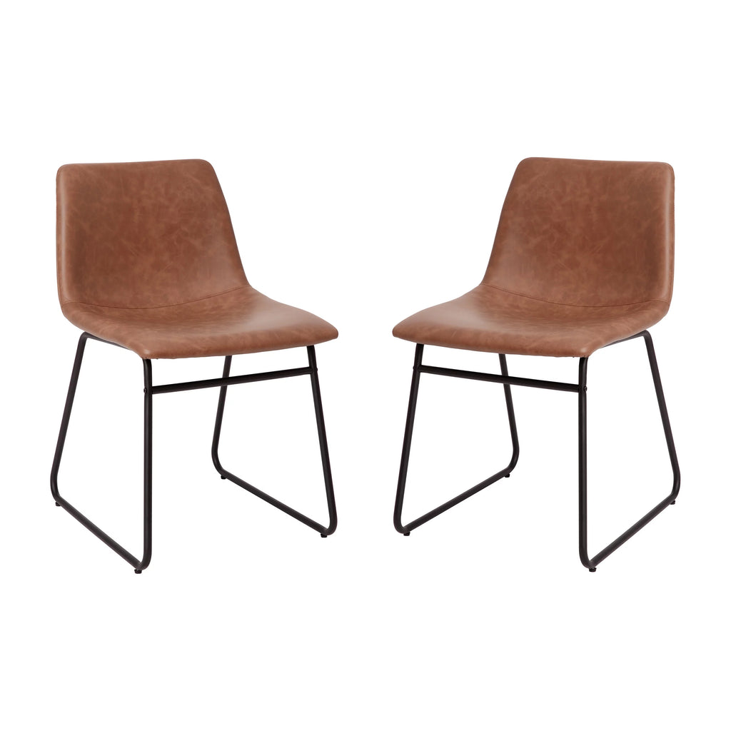Light Brown Faux Leather Dining Chair Set of 2 P4424