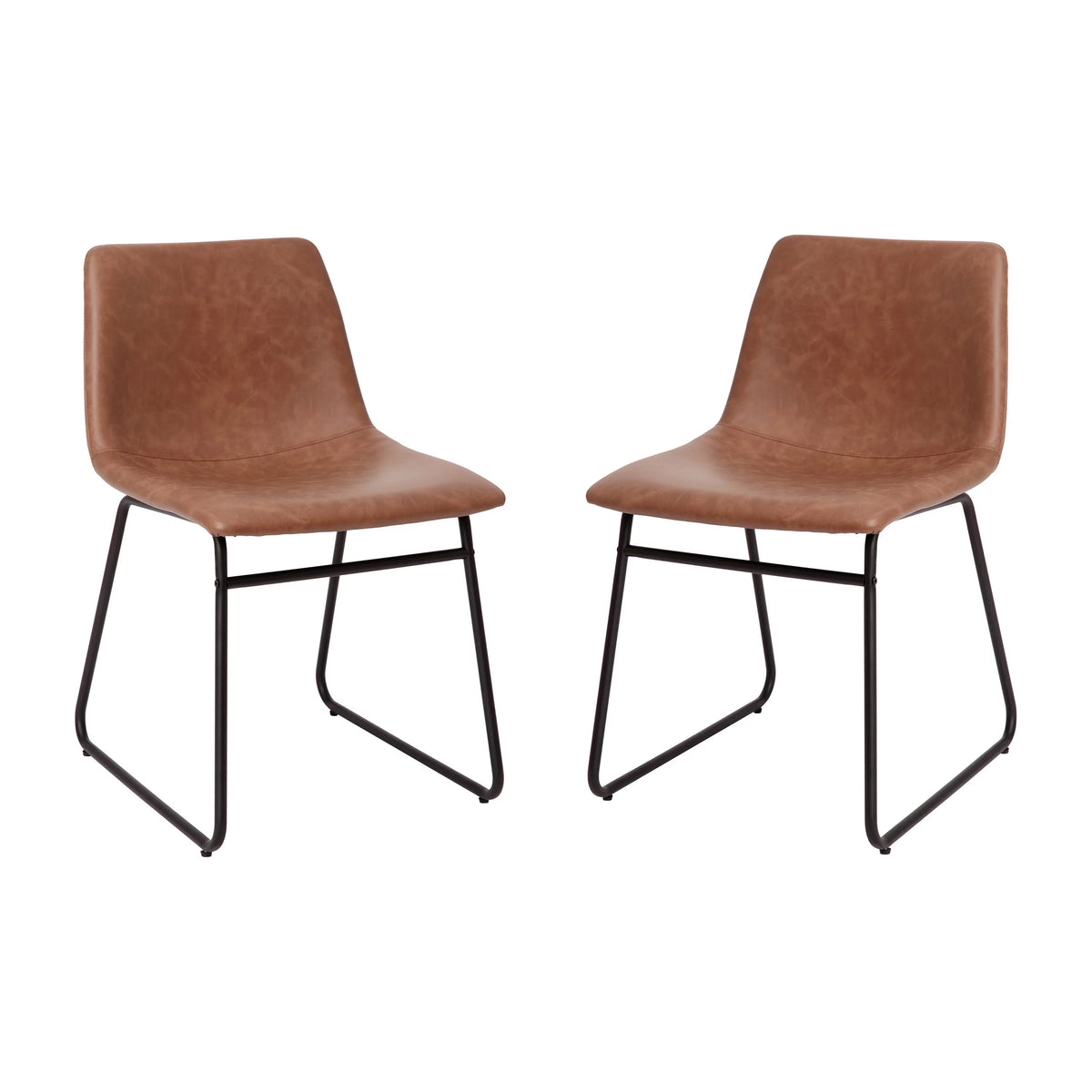 Light Brown Faux Leather Dining Chair Set of 2 P4424