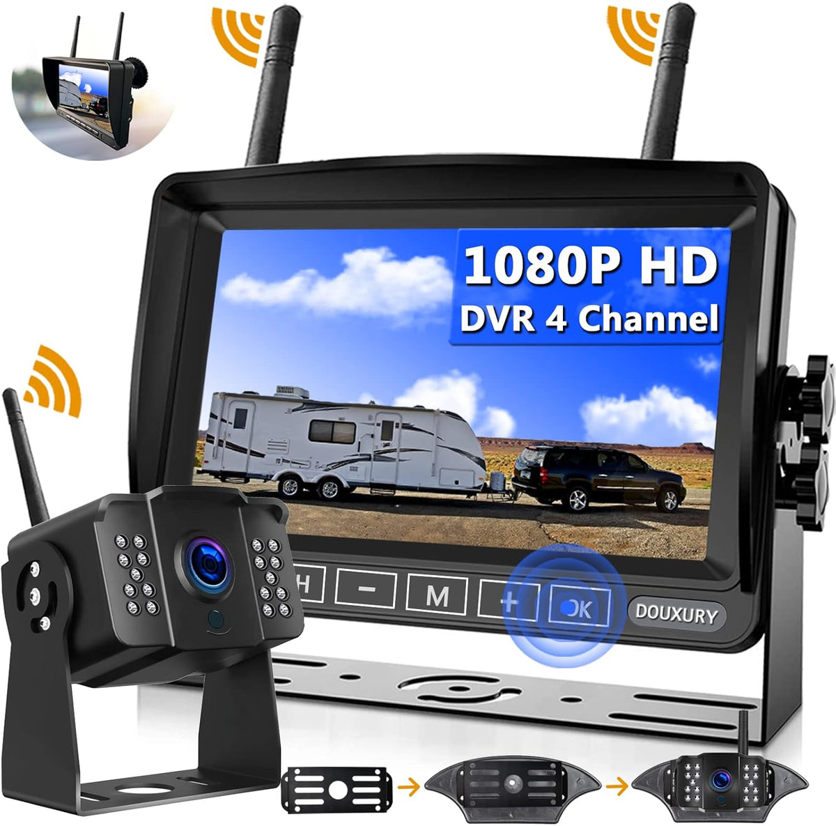 Wireless Backup Camera System with 7 Monitor HD 1080P W62811