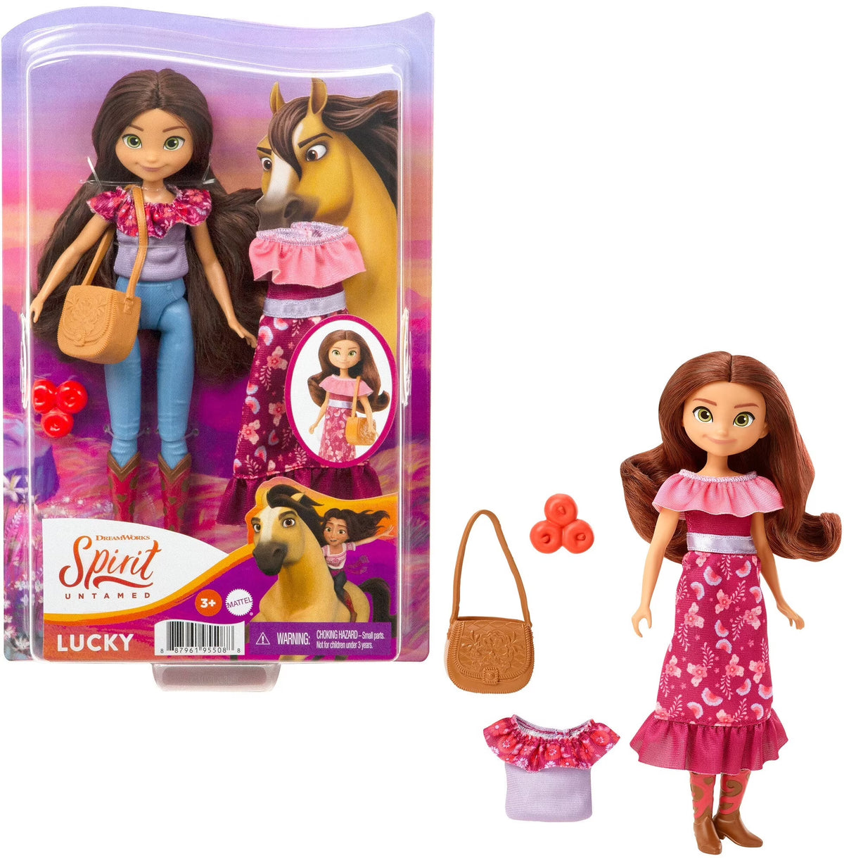 Lucky Doll with 2 Fashion Outfits & Accessories, 7 Movable Joints F3975