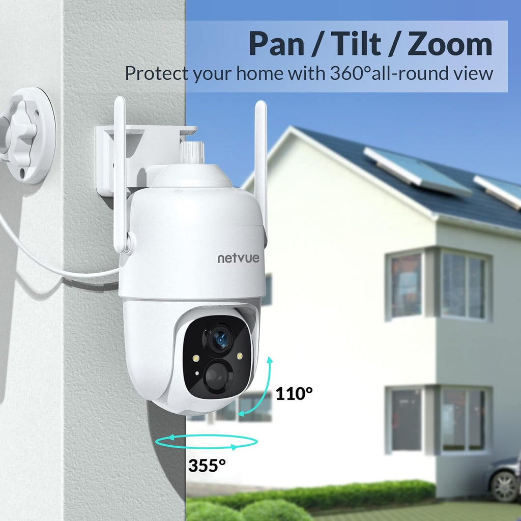 Wireless Outdoor WiFi Pan Tilt 360° Solar Rechargeable Battery Powered Security Camera B8716