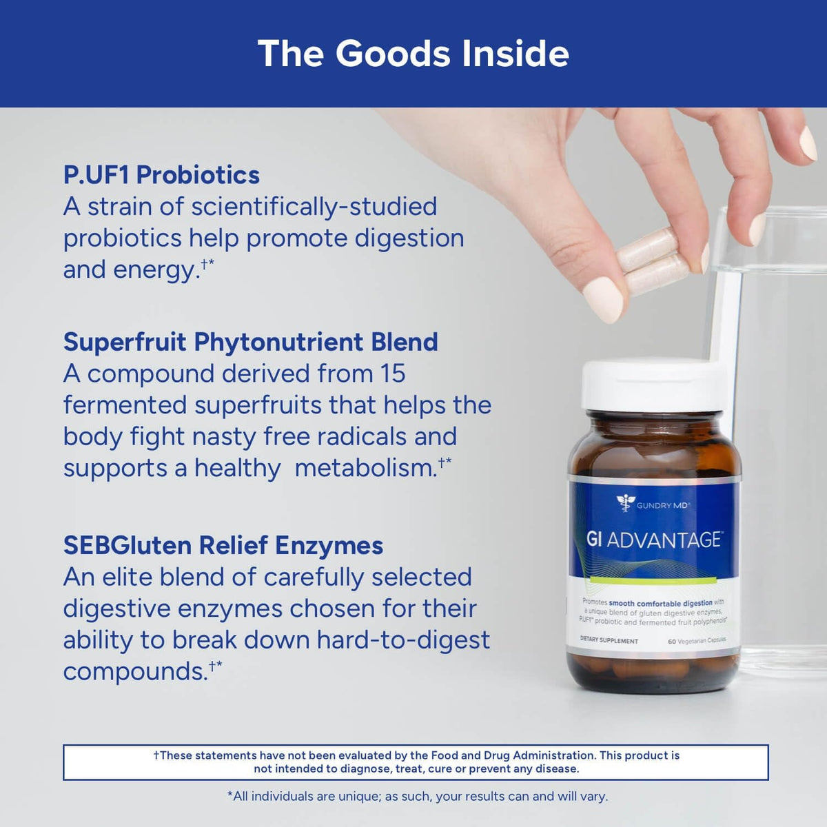 Gut Supplement with Probiotics, Digestive Enzymes, and Superfruit Extracts (30 Servings) U933266