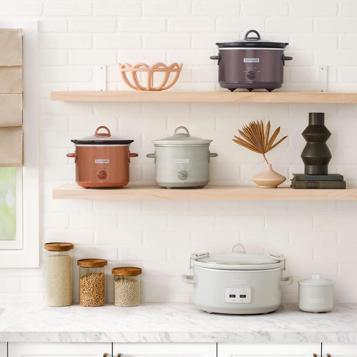 3 Quarts Manual Slow Cooker with Removable Stoneware Bowl I78297