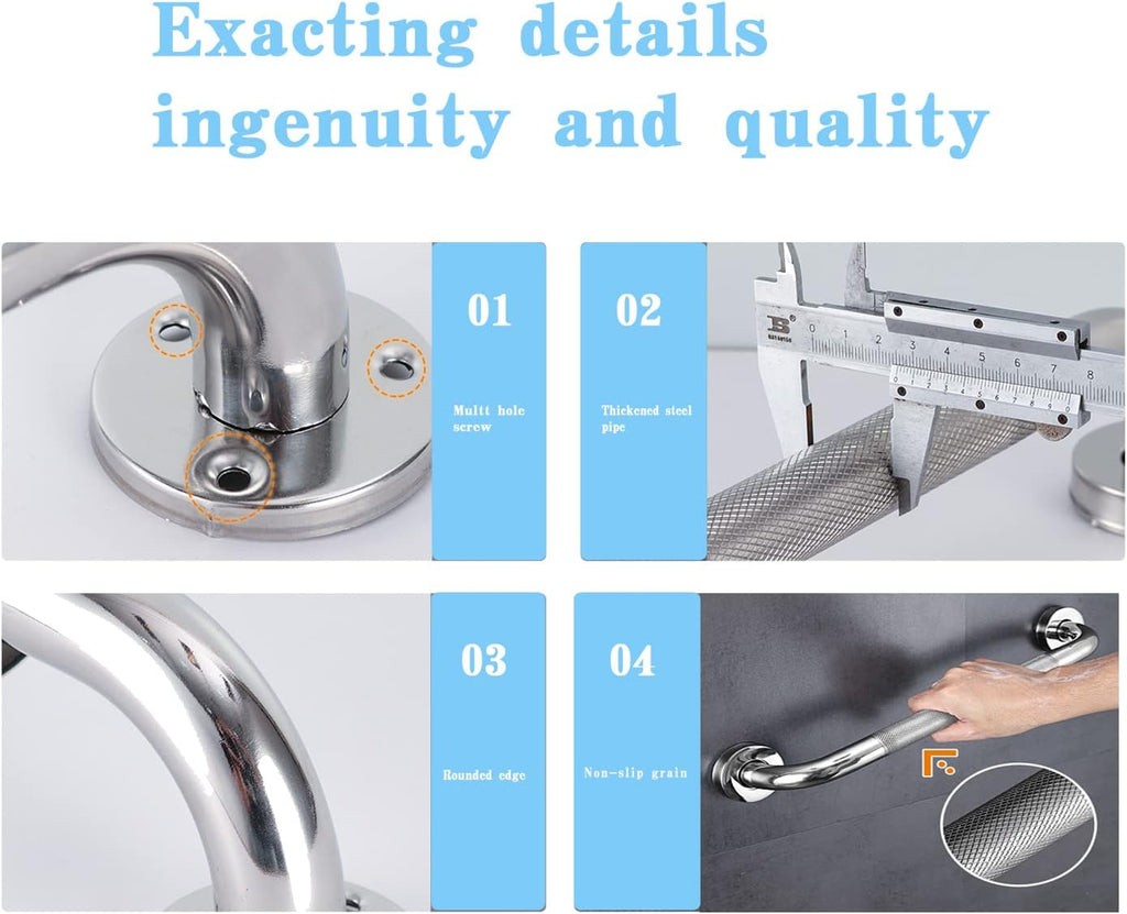 12 Inch Chrome Stainless Steel Shower Grab Bars N416877